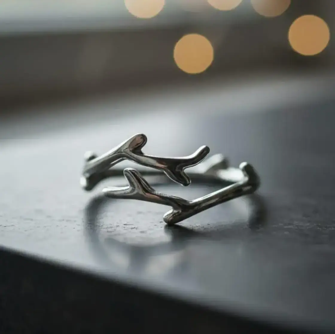 Sterling Silver Branch Ring: Minimalist Twig Open Band - Image 2