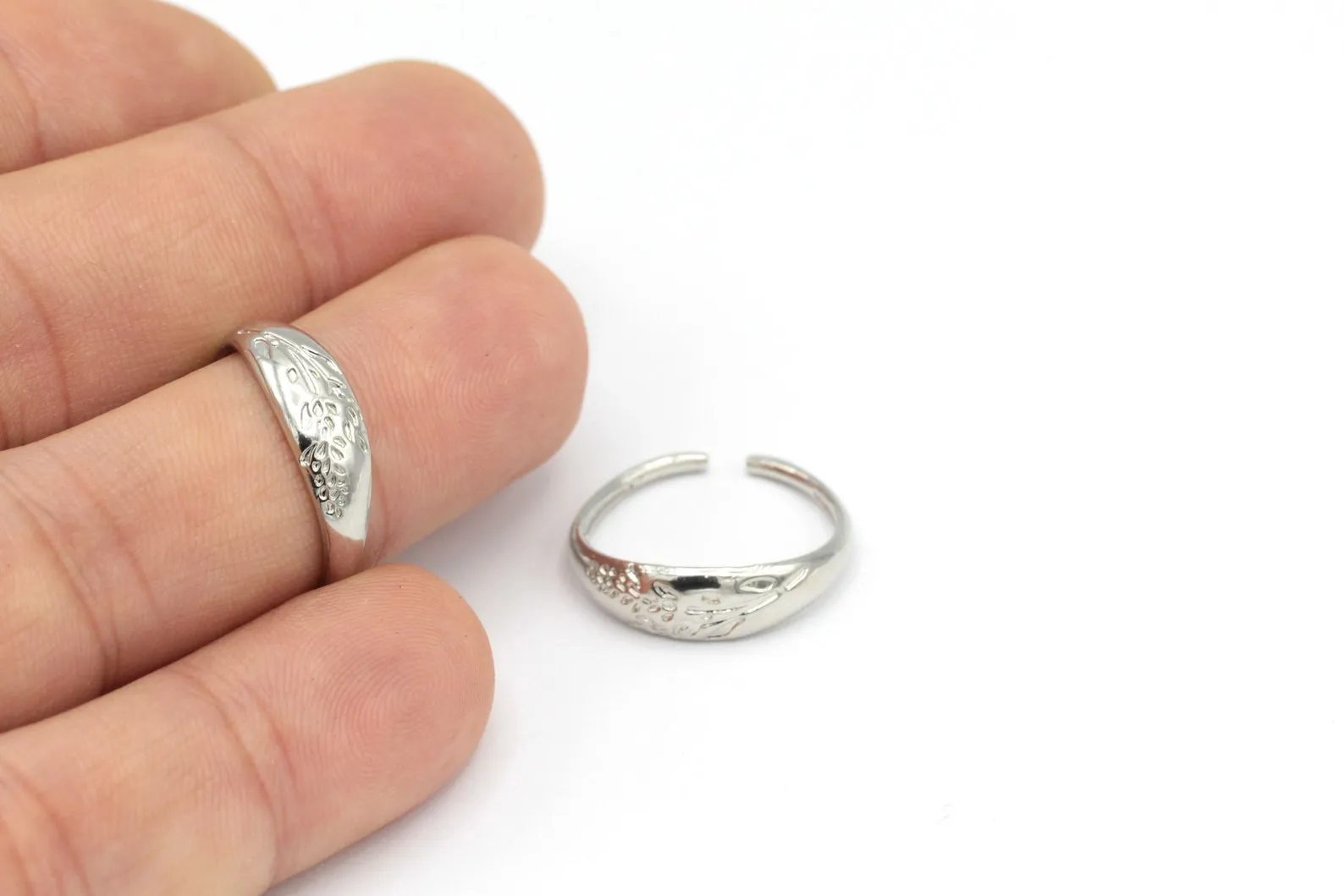 Silver Plated Adjustable Leaf Vintage Rings 1 Pcs - Image 2