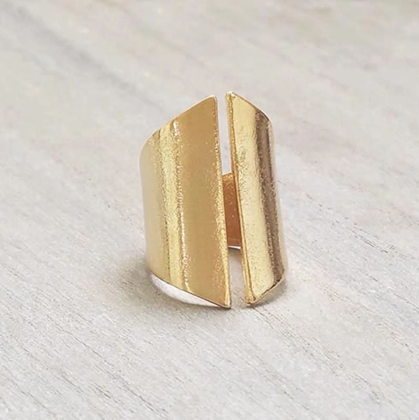 Gold Adjustable Open Ring, Statement Chunky Boho Jewelry Ring - Image 2