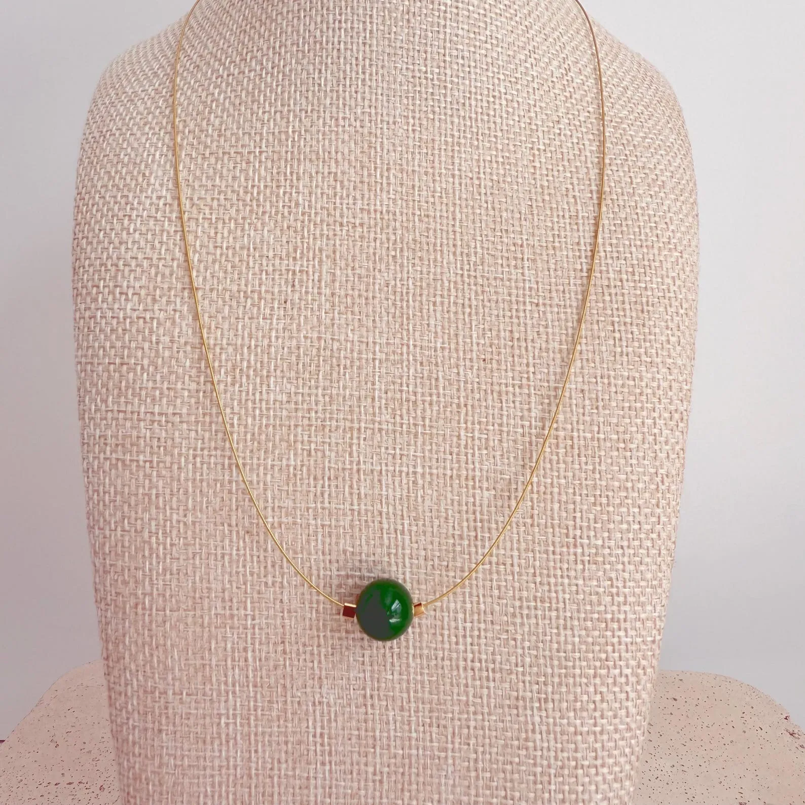 Jade Heart Chakra Necklace 14k Gold-Filled Dainty Green Pendant