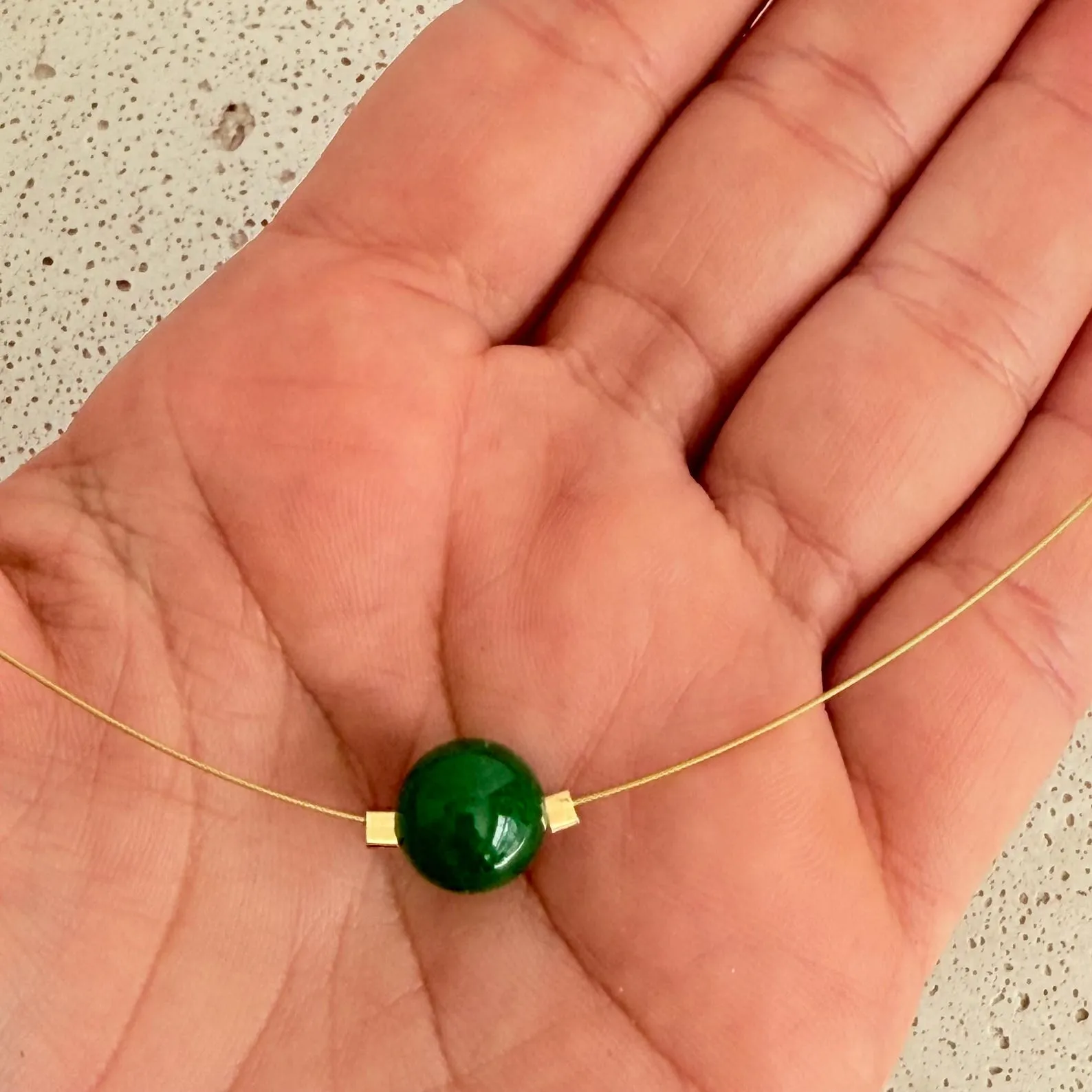 Jade Heart Chakra Necklace 14k Gold-Filled Dainty Green Pendant - Image 2