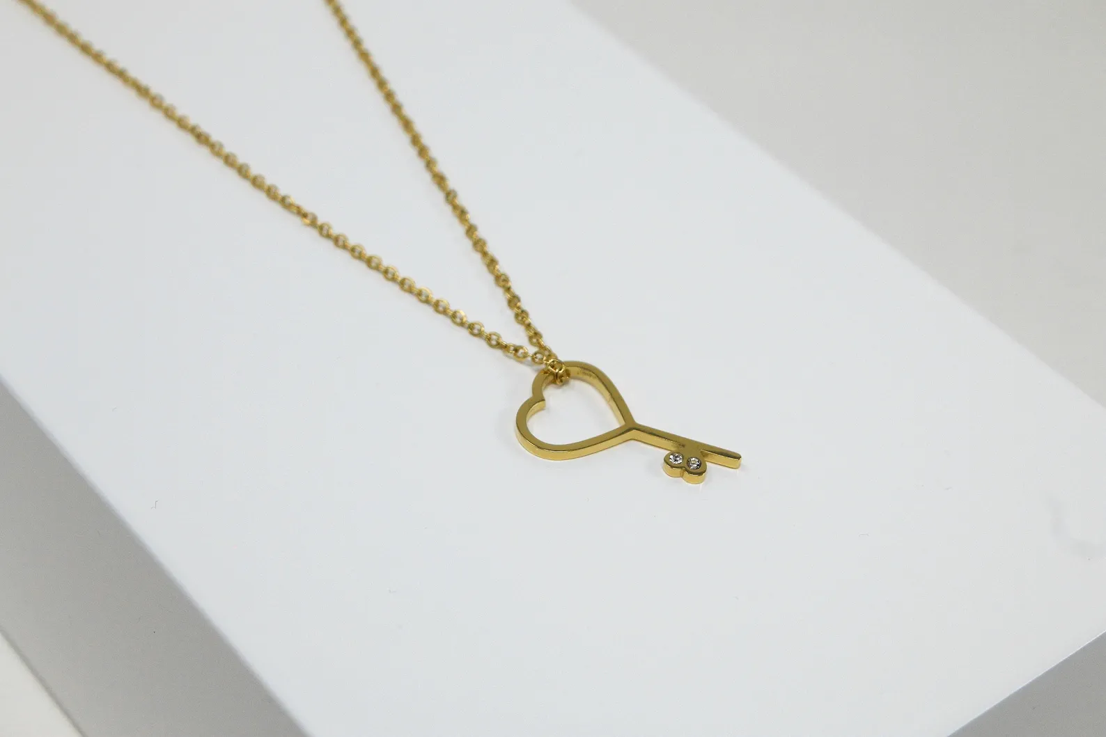 Heart Key Necklace: Dainty Charm, Minimalist Steel - Image 2
