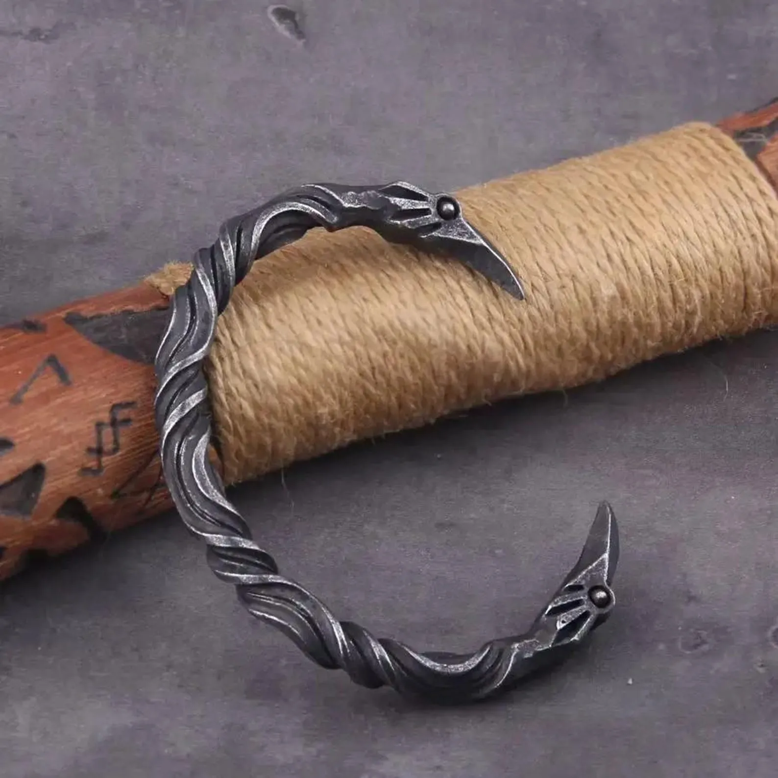 Viking Raven Cuff Bracelet Stainless Steel Nordic Bangle, Jewelry - Image 2