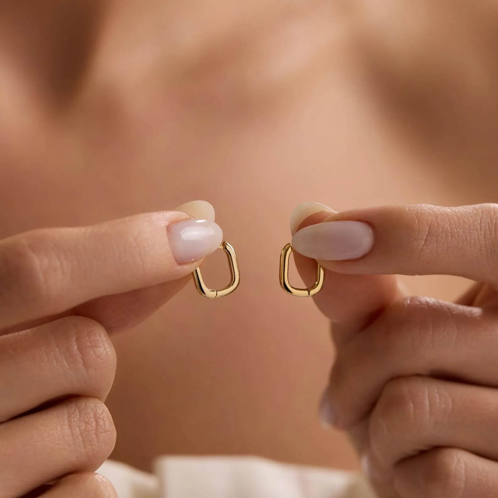 18K Gold Plated Square Huggie Hoops