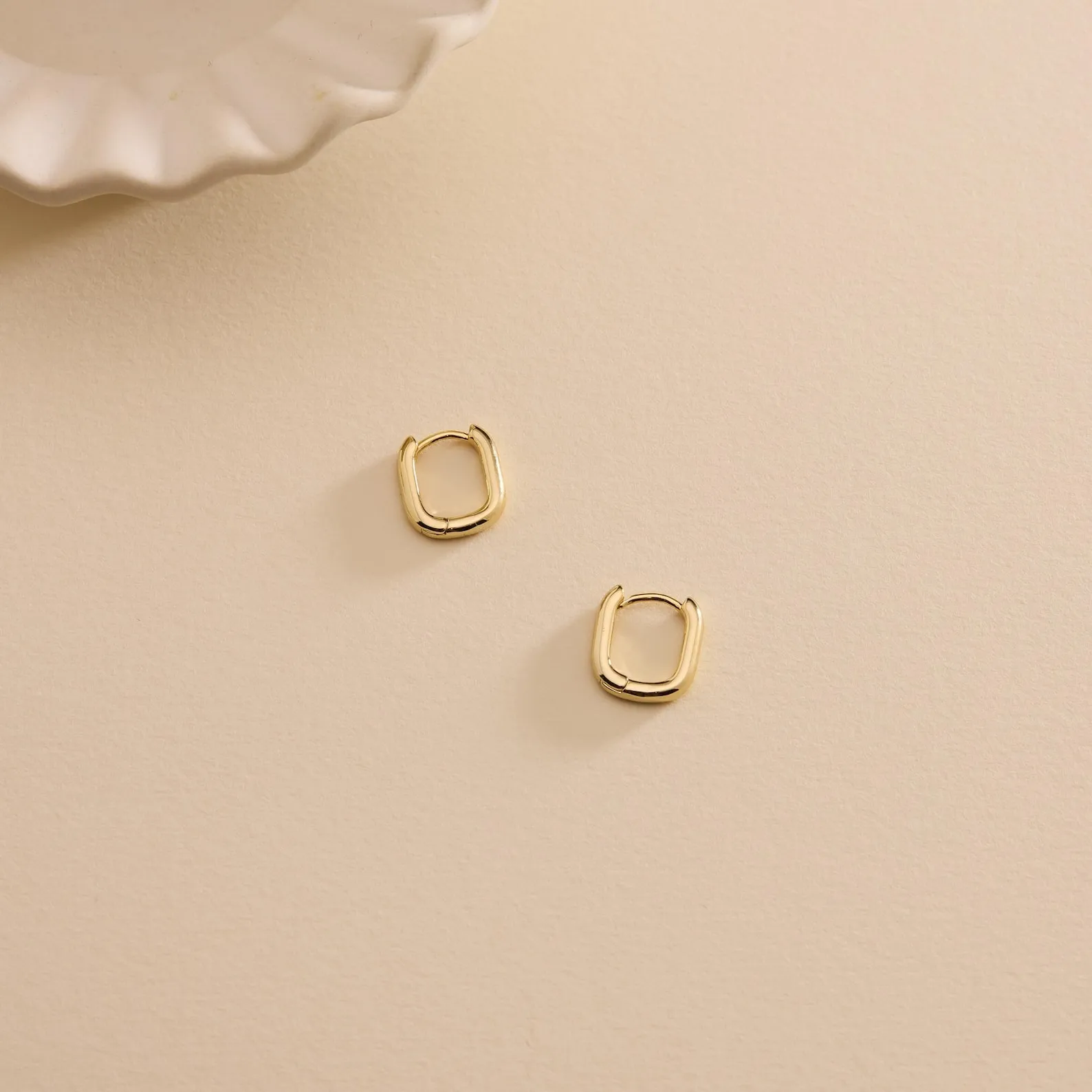 18K Gold Plated Square Huggie Hoops - Image 3