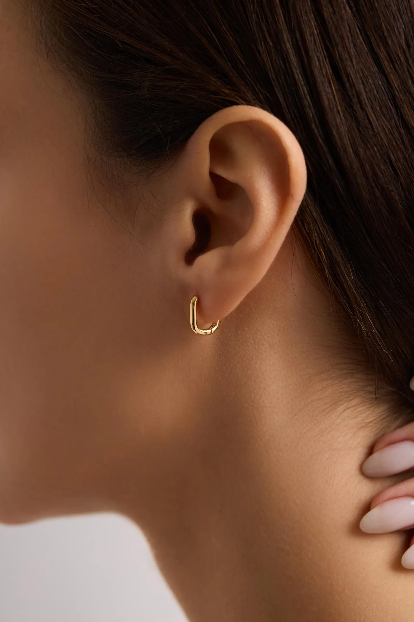18K Gold Plated Square Huggie Hoops - Image 2