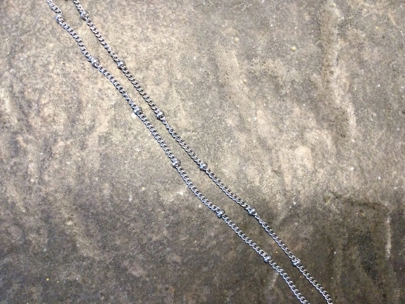 CLEARANCE Extra Long Silver Medallion Circle necklace with stainless steel Satellite chain - Image 3