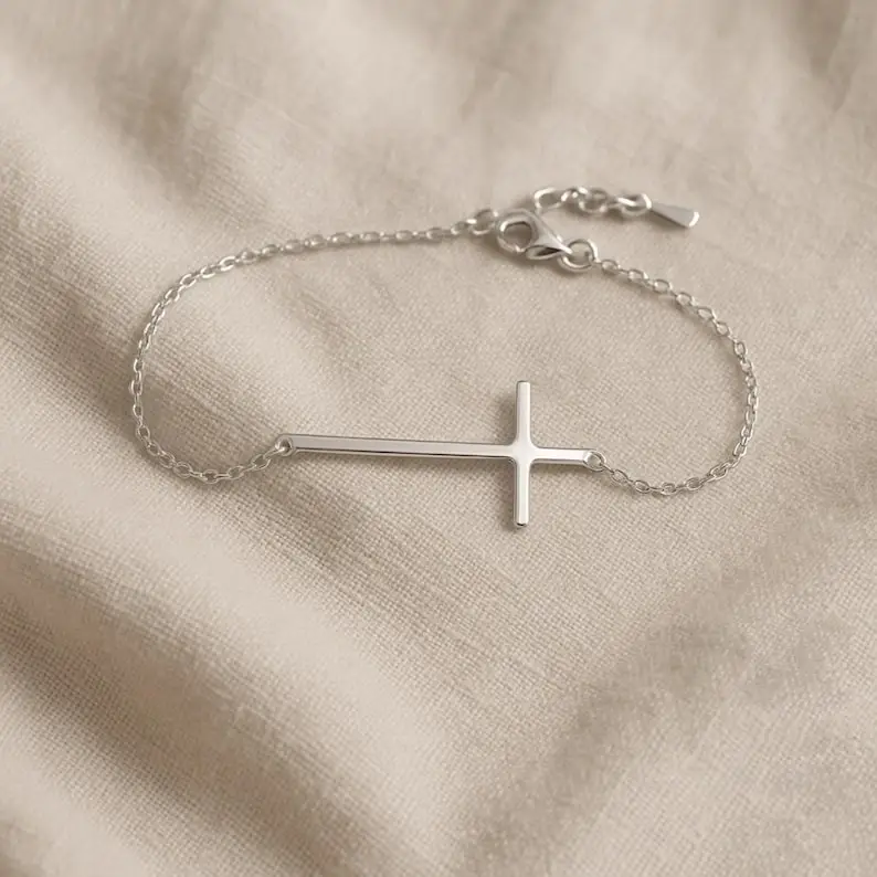 Sterling Silver Cross Bracelet - Image 2