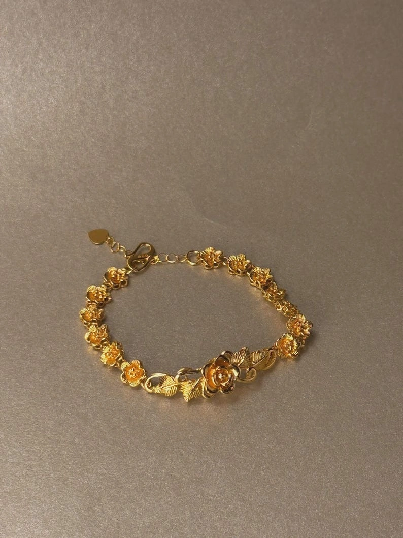 Vintage Gold Rose Bracelet - Image 3