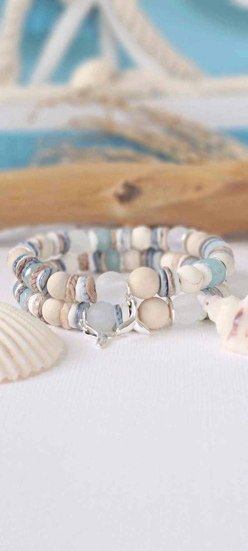 2pcs Seashell Bracelet Set, Boho Beach Jewelry